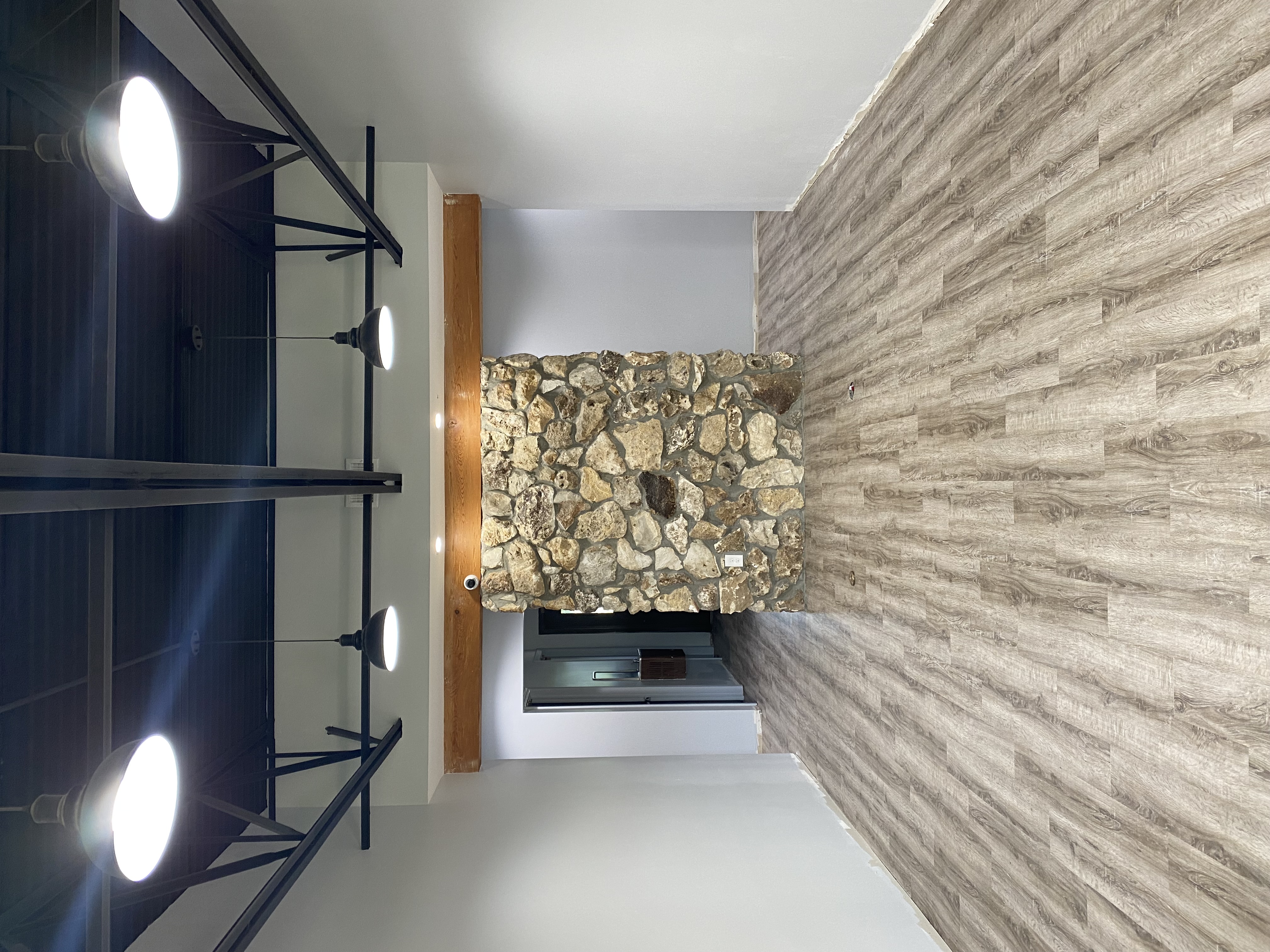 Commercial remodel with custom stone fireplace